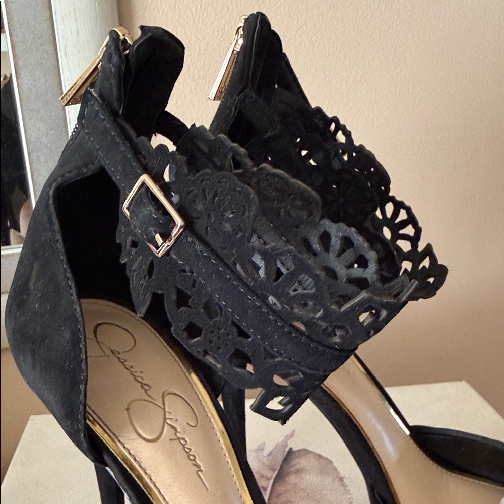 Jessica Simpson Black Peep-Toe Heels - Picture 2 of 5